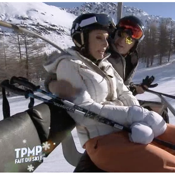 Caroline Ithurbide et Jean-Michel Maire très complices dans "TPMP fait du ski" sur C8, le 20 janvier 2017.