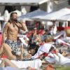 Exclusif - Bob Sinclar et sa femme Ingrid profitent d'une journée ensoleillée sur la plage du Nikki Beach à Saint-Barthélemy, le 9 janvier 2017.