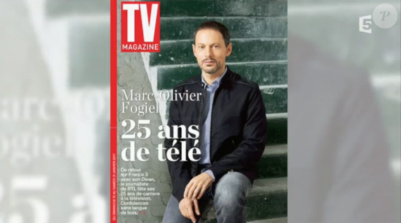 Marc-Olivier Fogiel évoque sa carrière, sa photo dans TV Magazine et son mari. Emission "C L'Hebdo" sur France 5. Le 21 janvier 2017.