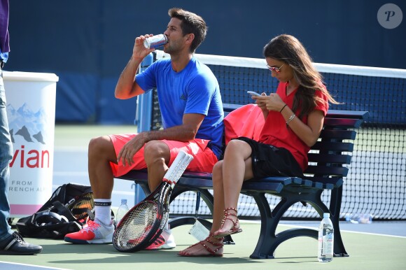 Fernando Verdasco et sa compagne Ana Boyer lors de l'US Open le 5 septembre 2016 à New York.