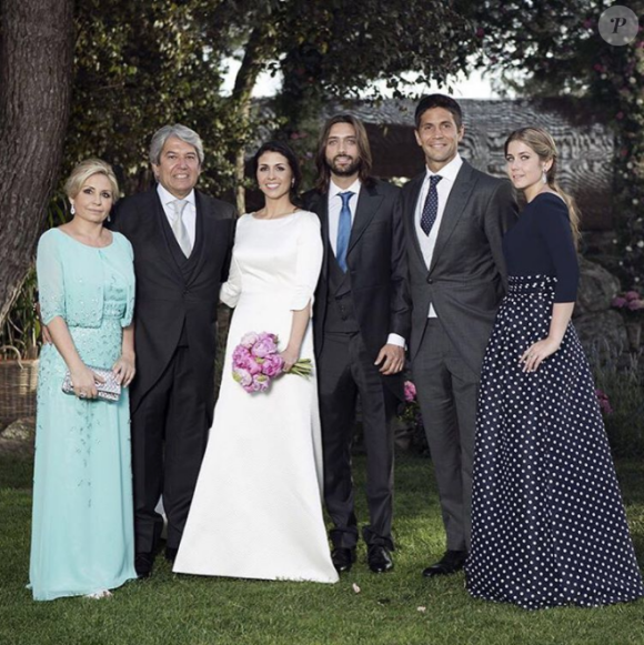 Photo, partagée sur Instagram par Fernando Verdasco, du mariage de Sara Verdasco et Juan Carmona, le 10 juin 2016 à Madrid. Le 11 janvier 2017, le couple a été fauché par une voiture à Miami et Sara a été grièvement blessée.