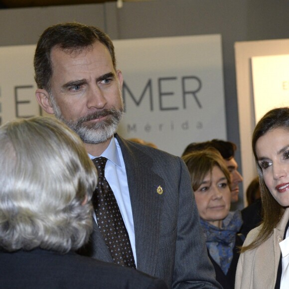 Le roi Felipe VI et la reine Letizia d'Espagne lors de l'inauguration du salon "AGROEXPO 2017" à Don Benito le 25 janvier 2017