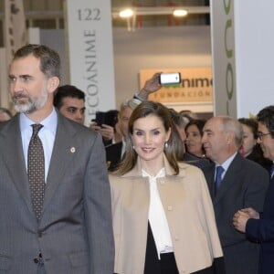 Le roi Felipe VI et la reine Letizia d'Espagne lors de l'inauguration du salon "AGROEXPO 2017" à Don Benito le 25 janvier 2017