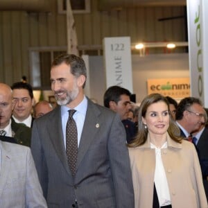 Le roi Felipe VI et la reine Letizia d'Espagne lors de l'inauguration du salon "AGROEXPO 2017" à Don Benito le 25 janvier 2017