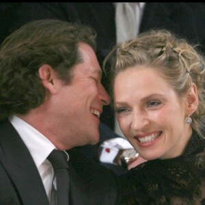 Arpad Busson et Uma Thurman en janvier 2008 au Musée Rodin à Paris pour le défilé Valentino lors de la Fashion Week.