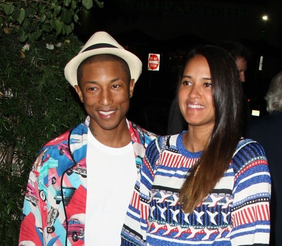 Pharrell Williams et sa femme Helen Lasichanh enceinte à la soirée Chanel en l'honneur du nouveau parfum N 5 L' EAU à Sunset Tower à Los Angeles, le 22 septembre 2016.