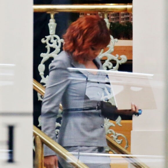Rihanna dans la peau de Marion Crane, sur le tournage d'un nouvel épisode de la série Bates Motel. Vancouver, le 15 novembre 2016.