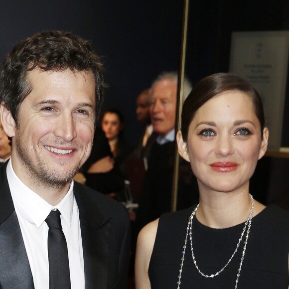 Guillaume Canet et sa compagne Marion Cotillard - Arrivées Intérieur - 40e cérémonie des Cesar au théâtre du Châtelet à Paris, le 20 février 2015.