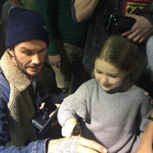 David Beckham et ses enfants Brooklyn, Romeo, Cruz et Harper au musée d'histoire naturelle de New York. Février 2017.
