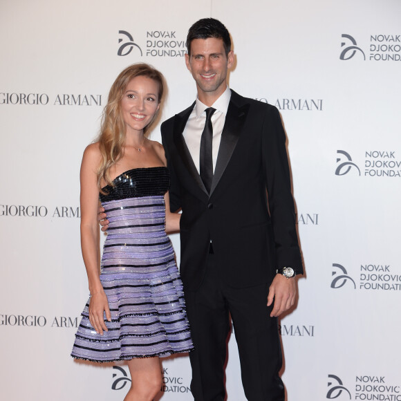Jelena et Novak Djokovic lors du gala de charité de la Fondation Novak Djokovic au château des Sforza à Milan, le 20 septembre 2016. Parents de Stefan, né en octobre 2014, ils attendraient leur 2e enfant pour août 2017 selon le tabloïd serbe Blic.