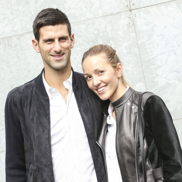 Novak Djokovic et sa femme Jelena Djokovic au défilé Giorgio Armani à Milan le 23 septembre 2016. Parents de Stefan, né en octobre 2014, ils attendraient leur 2e enfant pour août 2017 selon le tabloïd serbe Blic.