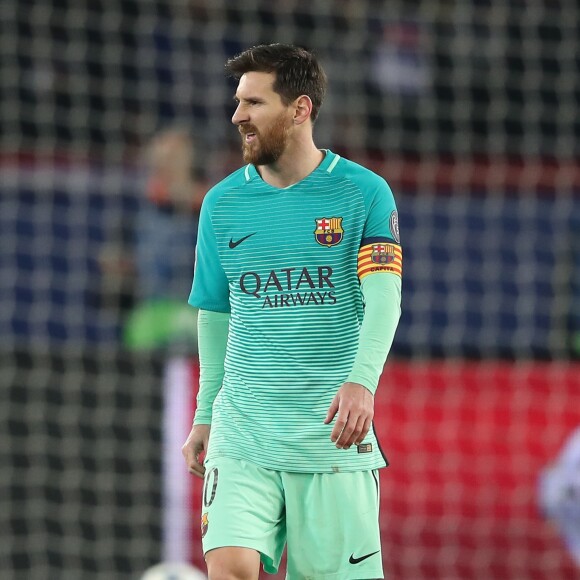 Lionel Messi lors du match de Ligue des Champions, 8ème de finale, Paris Saint-Germain contre le FC Barcelona au parc des Princes à Paris, France, le 14 février 2017. Le PSG a remporté le match sur le score de 4-0. © Cyril Moreau/Bestimage