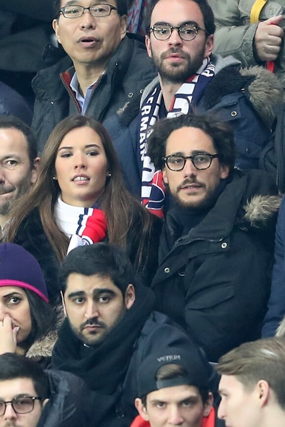 Thomas Hollande et sa compagne Emilie Broussouloux lors du match de Ligue des Champions, 8ème de finale, Paris Saint-Germain contre le FC Barcelona au parc des Princes à Paris, France, le 14 février 2017. Le PSG a remporté le match sur le score de 4-0. © Cyril Moreau/Bestimage