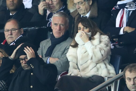 Didier Deschamps et sa femme Claude lors du match de Ligue des Champions, 8ème de finale, Paris Saint-Germain contre le FC Barcelona au parc des Princes à Paris, France, le 14 février 2017. Le PSG a remporté le match sur le score de 4-0. © Cyril Moreau/Bestimage