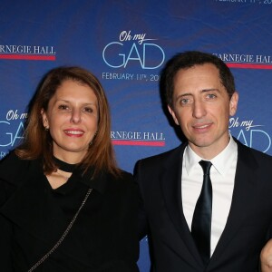 Exclusif - Gad Elmaleh avec son père David, sa mère Régine et sa soeur Judith lors du photocall du spectacle de Gad Elmaleh "Oh My Gad" au "Carnegie Hall" à New York, le 11 février 2017. © Dominique Jacovides/Bestimage