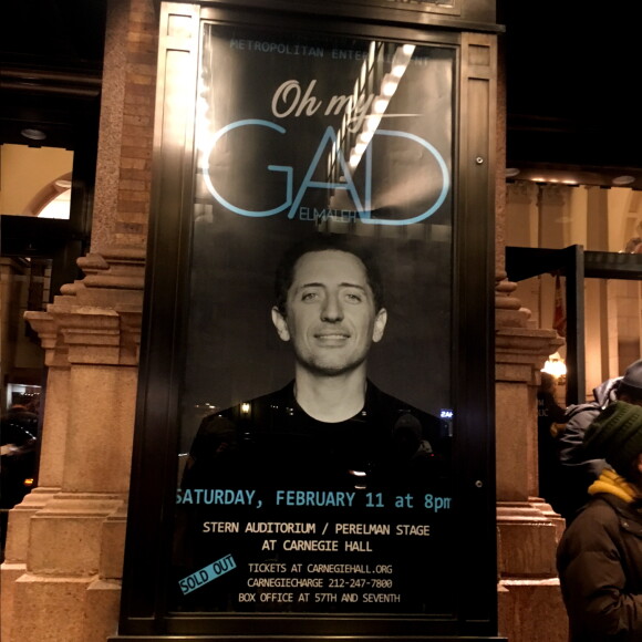 Exclusif - Illustration de l'affiche du spectacle "Oh My Gad" - Gad Elmaleh se produit sur la mythique scène du "Carnegie Hall" à New York, avec son spectacle "Oh My Gad", entièrement joué en anglais à New York City, New York, Etats-Unis, le 11 février 2017. © Dominique Jacovides/Bestimage