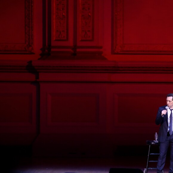 Exclusif - Gad Elmaleh se produit sur la mythique scène du "Carnegie Hall" à New York, avec son spectacle "Oh My Gad", entièrement joué en anglais. New York, le 11 février 2017. © Dominique Jacovides/Bestimage