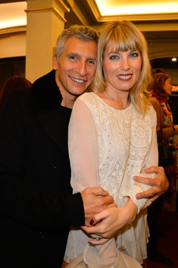 Semi-exclusif - Nagui et sa femme Mélanie Page à la Générale de la pièce "L'heureux élu", une comédie de Eric Assous au Théâtre de la Madeleine à Paris le 24 octobre 2016. © Coadic Guirec/Bestimage