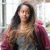 La fille de l'ancien président des Etats-Unis, Malia Obama, arrive dans les bureaux de Harvey Weinstein pour son stage à New York. Le 14 février 2017