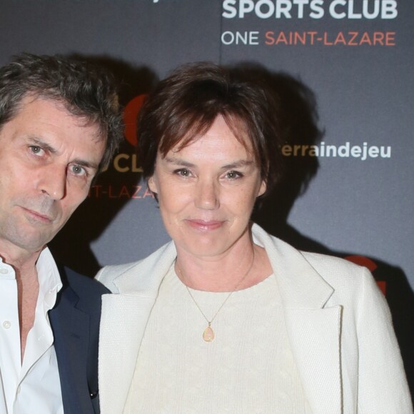 Claire Nebout et son compagnon Frédéric Taddeï - Inauguration du CMG Sports Club ONE Saint-Lazare au 11-13 rue Boursault à Paris, le 28 avril 2016.