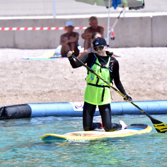 Exclusif - La princesse Charlene de Monaco participe à la 2e Riviera Sup Race, une course de stand up paddle de 14 km organisée par l'association Hoé Hoé qui traverse Monaco, l'Italie, Menton et Roquebrune-Cap-Martin, le 25 juin 2016. © Bruno Bebert - Olivier Huitel/Pool Restreint Monaco/Bestimage-Crystal