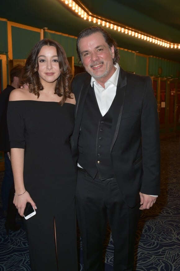 Exclusif - Christophe Barratier et sa fille Violette à la générale de la comédie musicale Les Choristes au théâtre des Folies Bergère à Paris, France, le 2 mars 2017.