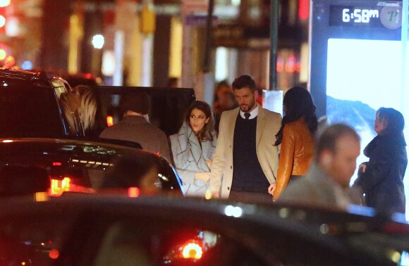 Exclusif - Iris Mittenaere (Miss Univers) et son compagnon Matthieu rentrent chez eux après le défilé Sherri Hill lors de la fashion week à New York, le 13 février 2017.
