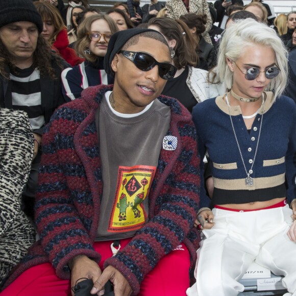 Pharrell Williams, Cara Delevingne et Lily-Rose Depp - Défilé de mode prêt-à-porter automne-hiver 2017/2018 "Chanel" au Grand Palais à Paris le 7 mars 2017. © Olivier Borde/ Bestimage