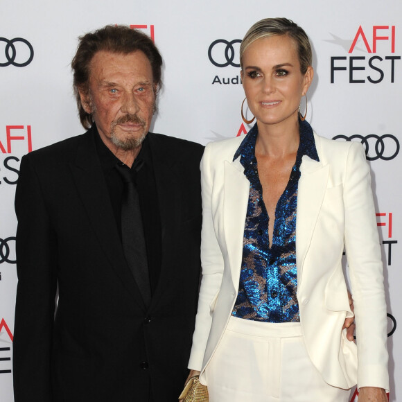 Johnny Hallyday et sa femme Laeticia Hallyday à la première de "Rules Don't Apply" à Los Angeles, le 10 novembre 2016.