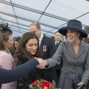 La duchesse Catherine de Cambridge et le prince William ont rencontrés les invités de la réception qui suivait l'inauguration d'un monument à la mémoire des soldats britanniques tombés en Irak et en Afghanistan, à Londres le 9 mars 2017.