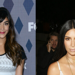 Hannah Simone et Kim Kardashian en janvier et octobre 2016.
