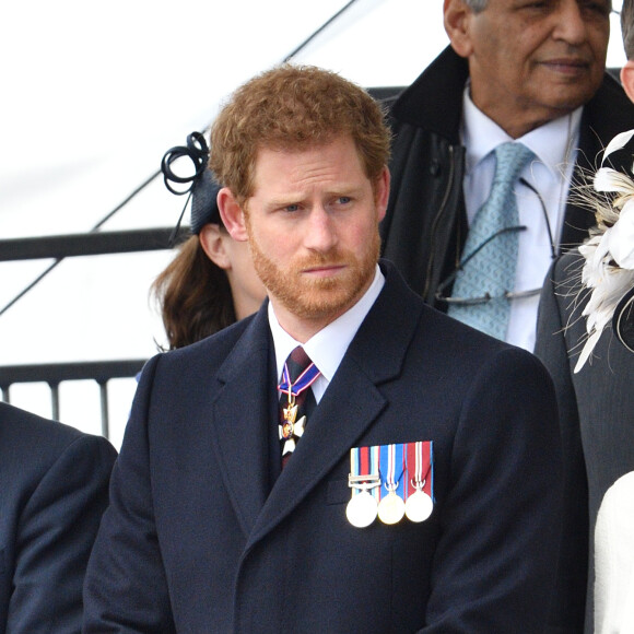 Le prince Harry lors de l'inauguration d'un monument à la mémoire des soldats britanniques tombés en Irak et en Afghanistan à Londres le 9 mars 2017.