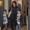 Exclusif - Nelson et Eddy, les jumeaux de Céline Dion quittent l'hôtel Royal Monceau avec leurs 62 valises et se rendent à l'aéroport de Roissy Charles de Gaulle le 9 juillet 2016.