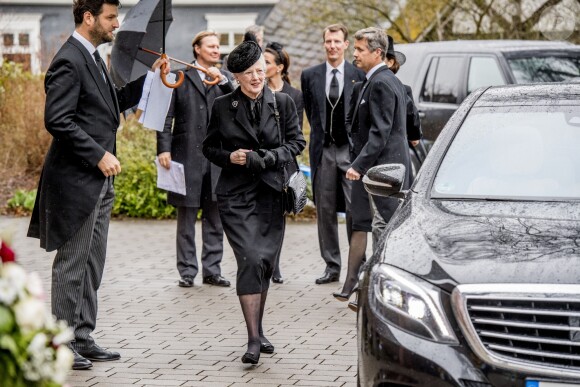 La reine Margrethe de Danemark, le prince Frederik - Obsèques du prince Richard de Sayn-Wittgenstein-Berleburg à Bad Berleburg en Allemagne le 21 mars 2017. 21/03/2017 - Bad Berlebourg