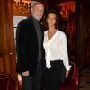 Frank Leboeuf et sa compagne Chrislaure Nollet au Cocktail de lancement du livre "Garde-Robes" de Nathalie Garçon à l'Hôtel Régina à Paris, le 13 octobre 2014.