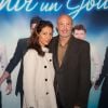 Frank Leboeuf et sa compagne Chrislaure Nollet (ex-femme de Fabrice Santoro) à la Première du spectacle "Revenir un Jour" au Palais des Glaces à Paris, le 13 mai 2014.