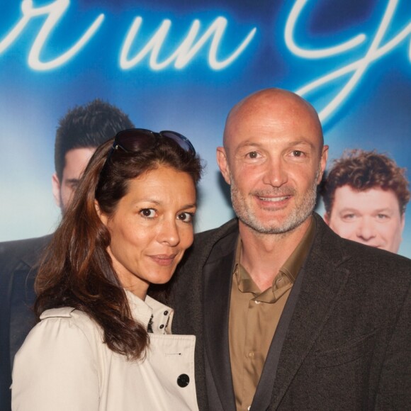 Frank Leboeuf et sa compagne Chrislaure Nollet (ex-femme de Fabrice Santoro) à la Première du spectacle "Revenir un Jour" au Palais des Glaces à Paris, le 13 mai 2014.