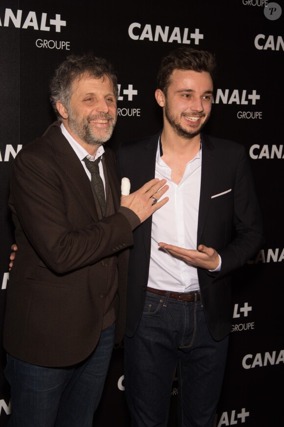 Stéphane Guillon et Tom Villa - Soirée des animateurs du Groupe Canal+ au Manko à Paris. Le 3 février 2016.