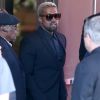 Kim Kardashian et Kanye West aux obsèques d'Avery Anderson (fils du cousin de Kanye, Ricky Anderson) décédé à l'age de 17 mois, à Los Angeles le 24 mars 2017.