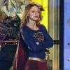 L'actrice Melissa Benoist sur le tournage de la série "Supergirl" saison 2 à Vancouver. Le 10 mars 2017