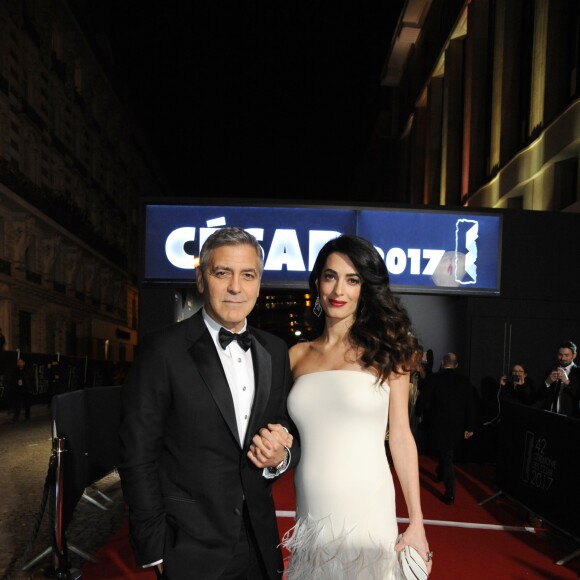 George Clooney et son épouse Amal Clooney - Photocall de la 42ème cérémonie des Cesar à la salle Pleyel à Paris, le 24 février 2017.