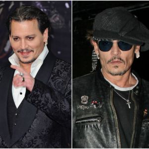 Avant / après : à gauche à la première du film "Alice Through The Looking Glass" à Londres le 10 mai 2016, à droite en quittant un restaurant de Los Angeles le 28 mars 2017.