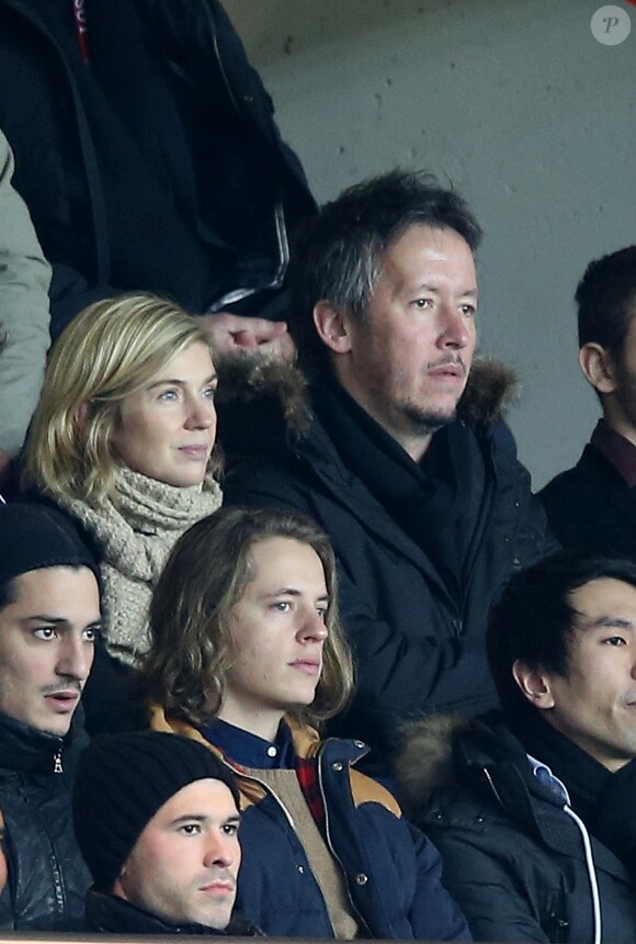 Jean-Luc Lemoine et sa compagne Adeline - People lors du match de football PSG contre Lille au parc des Princes a Paris le 22 décembre 2013.