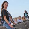 Sophie Thalmann lors de courses d'ânes au profit de l'association ELA sur la plage à Trouville-sur-Mer, le 10 août 2016. © Anne Ceffrey - Théo Duchaussoy/Bestimage