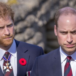 Le prince William, duc de Cambridge et le prince Harry visitent les tranchées de Vimy lors des commémorations des 100 ans de la bataille de Vimy, (100 ans jour pour jour, le 9 avril 1917) dans laquelle de nombreux Canadiens ont trouvé la mort lors de la Première Guerre mondiale, au Mémorial national du Canada, à Vimy, France, le 9 avril 2017.