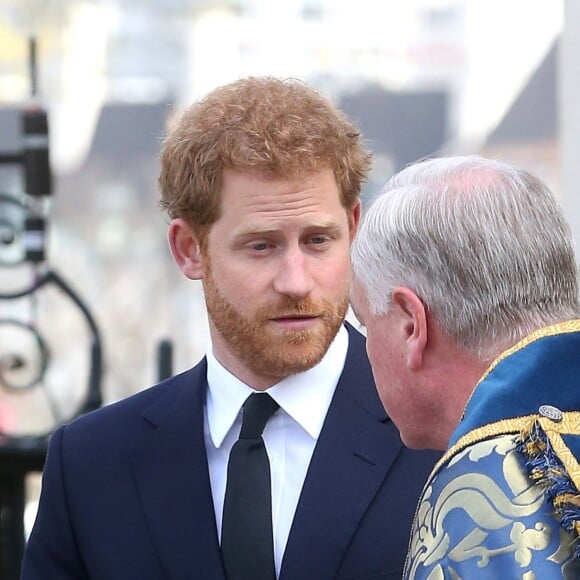 Le prince William, duc de Cambridge, Catherine (Kate) Middleton, duchesse de Cambridge, et le prince Harry assistent à une messe en hommage aux victimes de l'attentat de Londres à l'abbaye de West­mins­ter. Le 6 avril 2017