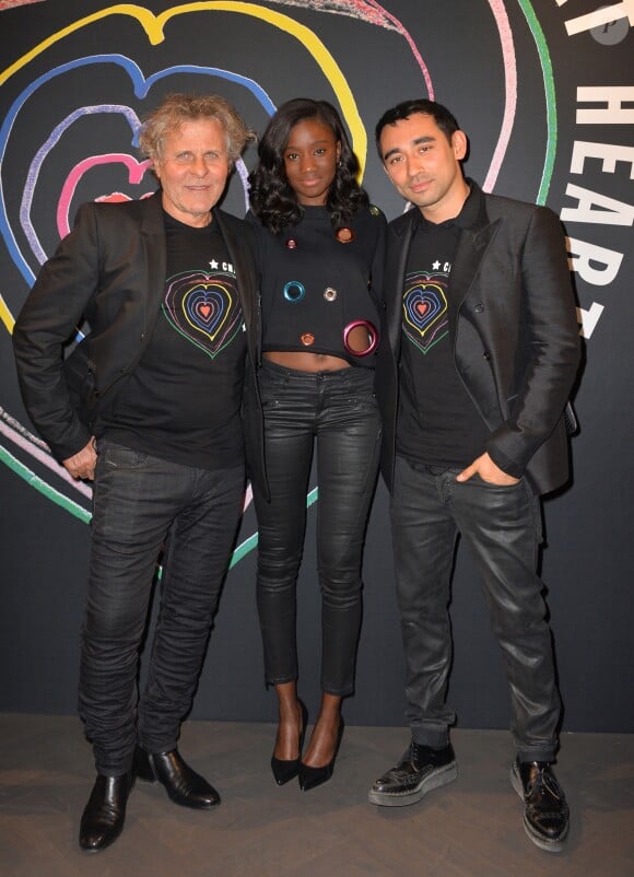 Renzo Rosso, Karidja Touré et Nicola Formichetti - Lancement de la collection "Child at Heart" par Naomi Campbell et Diesel à Paris le 20 avril 2017. © Vereen/Bestimage