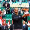 Rafael Nadal - Finale du Monte Carlo Rolex Masters 2017 sur le court Rainier III du Monte Carlo Country Club à Roquebrune Cap Martin le 23 avril 2017. Nadal a remporté le match en 2 sets, 6/1 - 6/3. Il remporte ici ce tournoi pour la dixième fois. © Olivier Huitel/Pool Monaco/Bestimage
