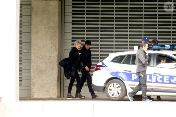 Tom Cruise sur le tournage d'une scène de Mission Impossible 6 quai Austerlitz à Paris, France, le 23 avril 2017.