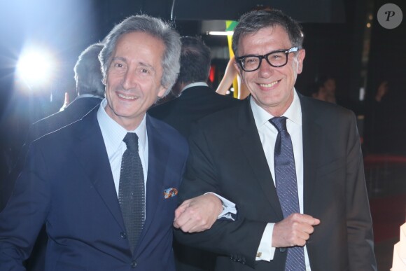 Bernard Blistène (directeur du musée du Centre Pompidou), Serge Lasvignes (Président du Centre Pompidou) au Dîner annuel de la Société des Amis du musée national d'art moderne au Centre Pompidou à Paris, avec comme invité d'honneur J.P Goude, le 25 avril 2017. © CVS/Bestimage